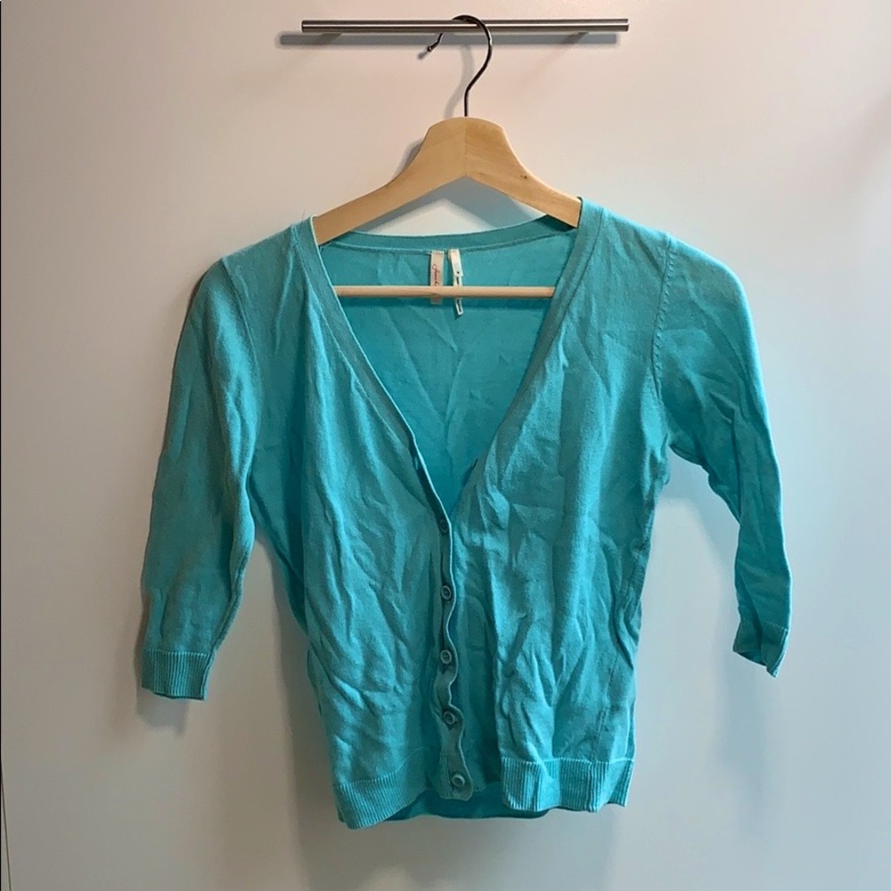 Frenchi Blue Cropped Cardigan Sweater: Size XS